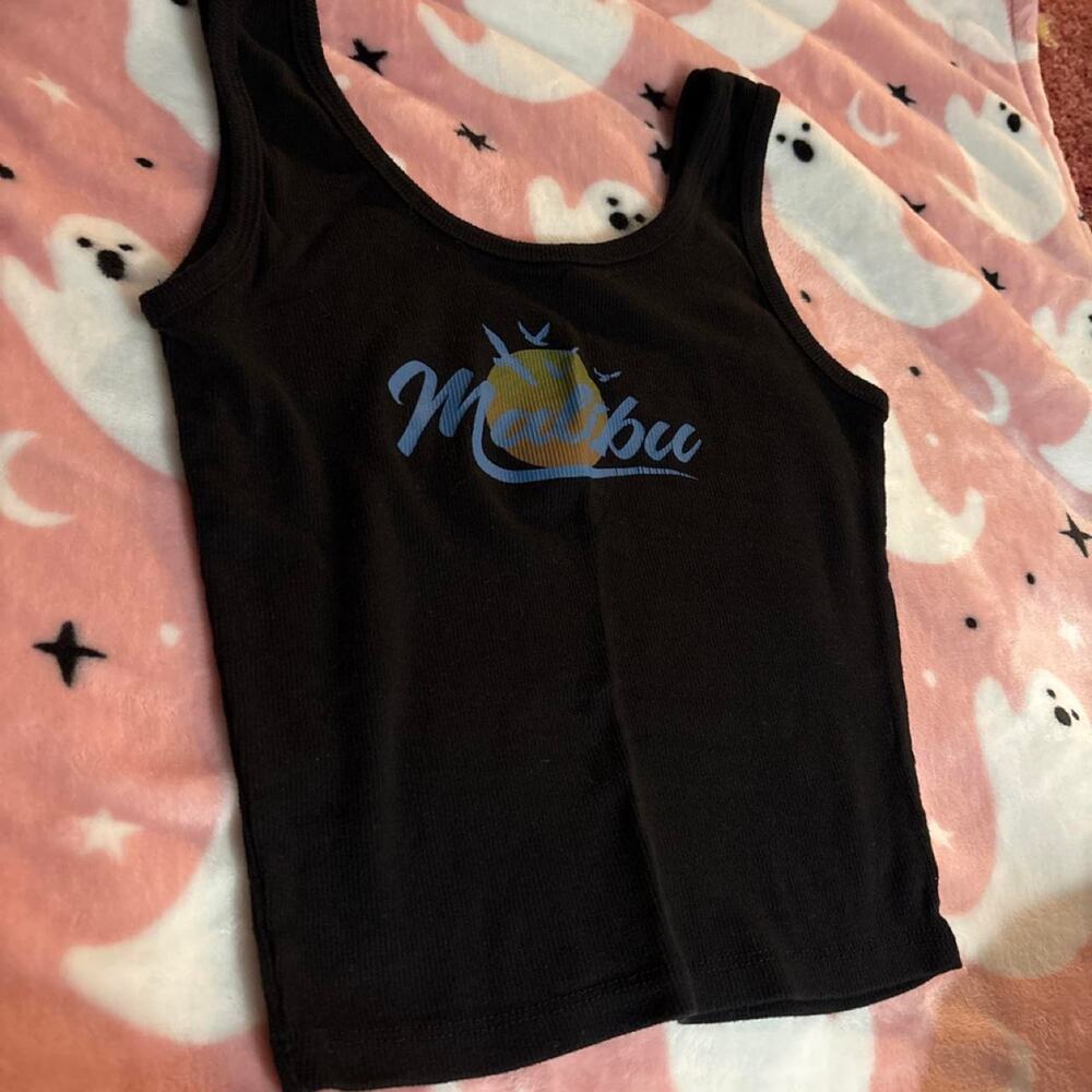 Black malibu tank top with